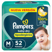 PAMPERS BABYDRY HIPOALER MED X 52